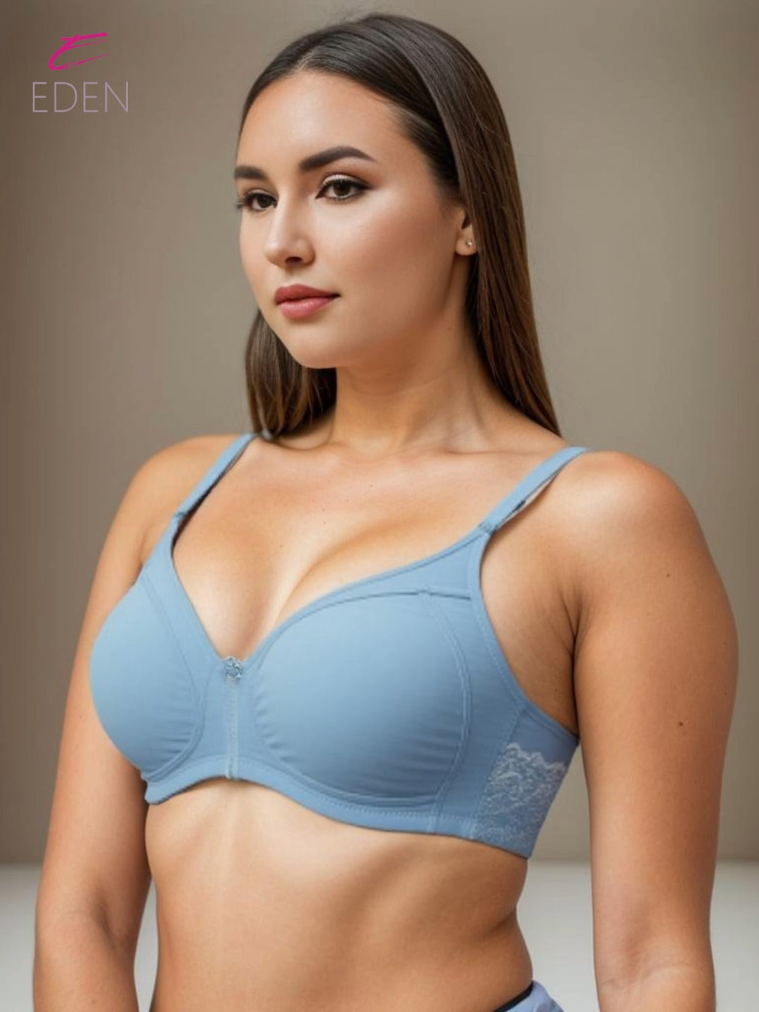 Non Padded, Plus Size, Super Combed, Cotton Stretch, Full Coverage ,Everyday Bra, Iceblue