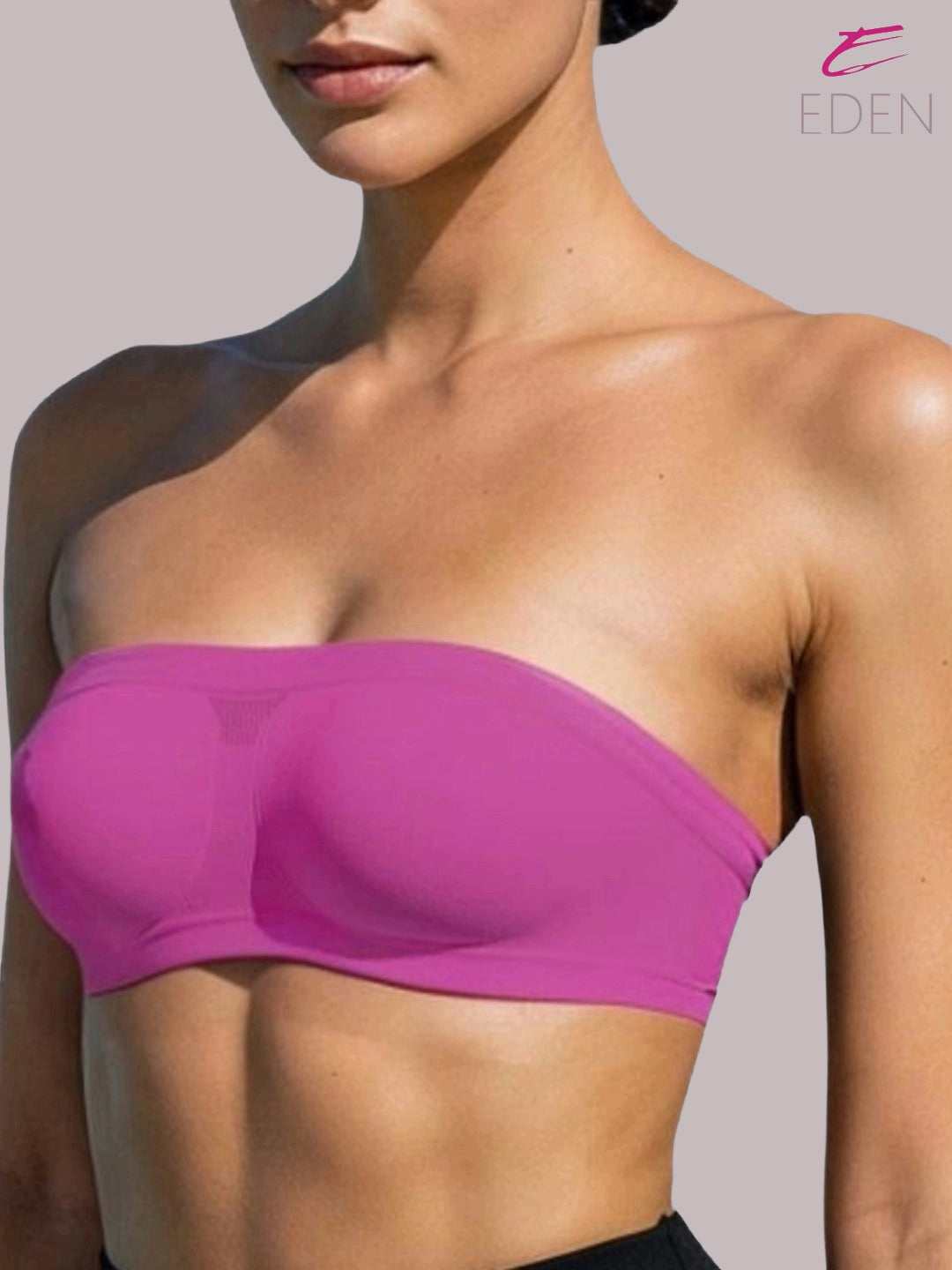 Non Padded, Non-Wired, Simply Soft, Strapless , Seamless, Bandeau Bra ,Slip On ,Nylon,Magenta