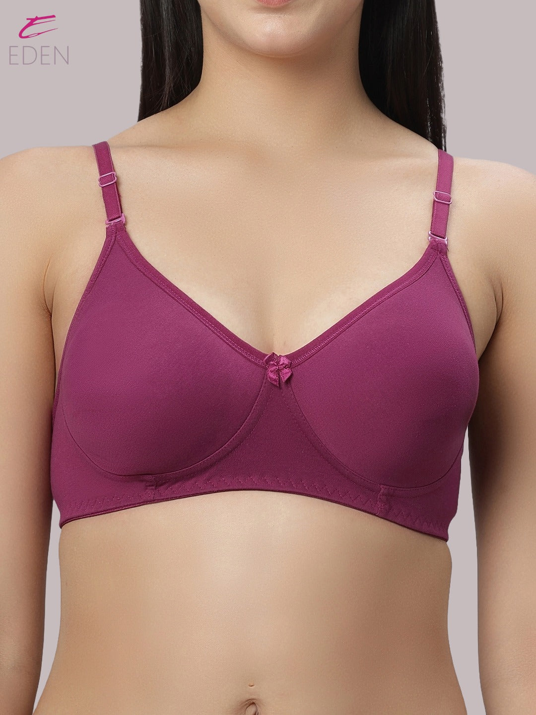 Lightly Padded, Non-Wired, Simply Soft, T-Shirt Bra ,Wine