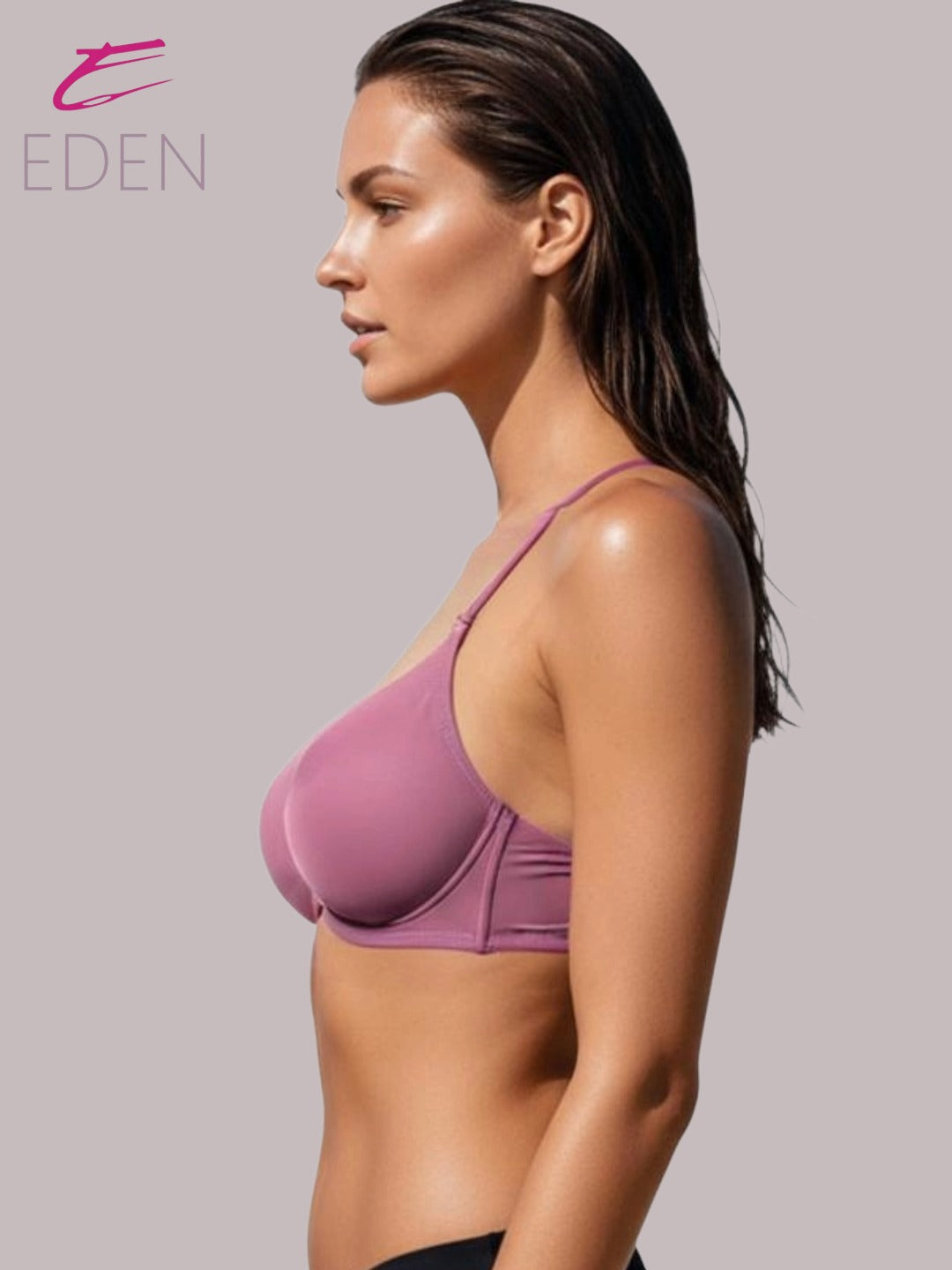 Padded, Non-Wired, Medium Coverage, Soft Cups, Invisi Neckline, polyamide, T-Shirt Bra, Mauve