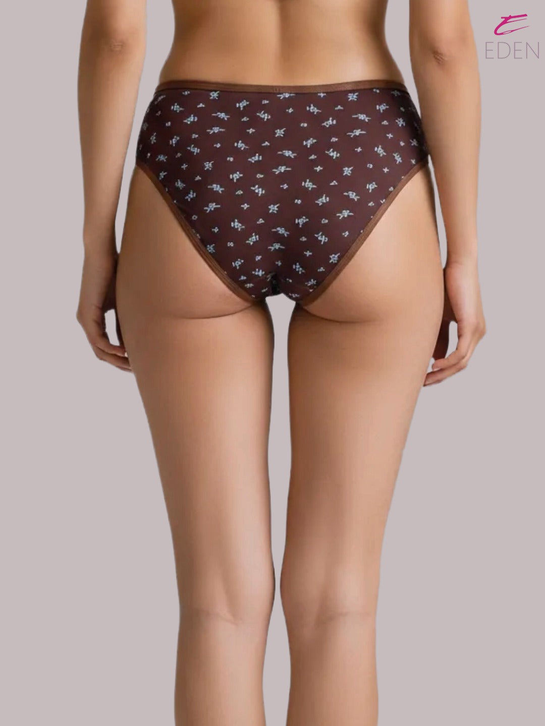 Eden ,Medium Rise, Full Coverage, Outer Elastic,Printed,Hipster Panty-OE038 ,Brown