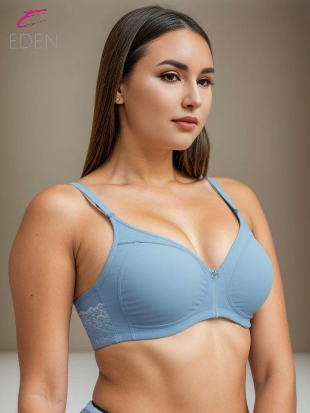 Non Padded, Plus Size, Super Combed, Cotton Stretch, Full Coverage ,Everyday Bra, Iceblue