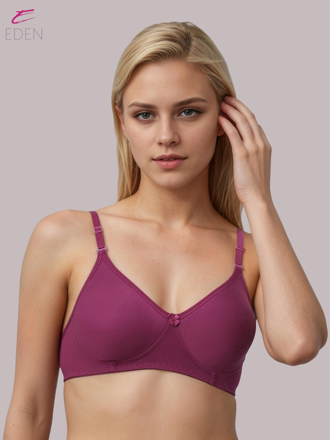 Lightly Padded, Non-Wired, Simply Soft, T-Shirt Bra ,Wine