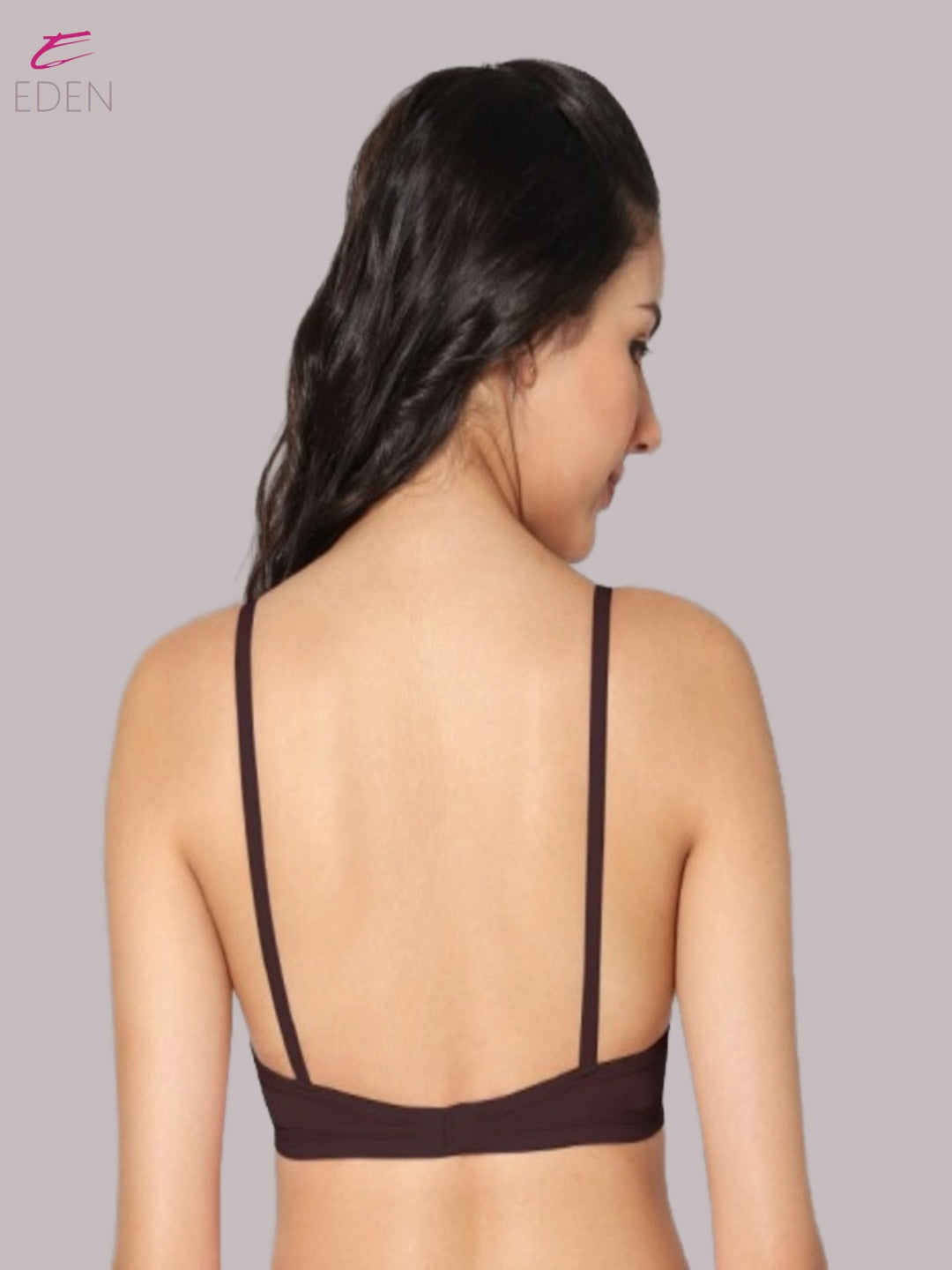 Wirefree ,Non Padded, Soft Cotton ,Medium Coverage, Tshirt Bra, Lace Styling,Coffee