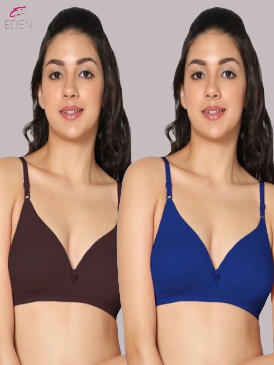 Wirefree, Non Padded, Cotton, Medium Coverage ,Tshirt Bra, Royalblue-coffee