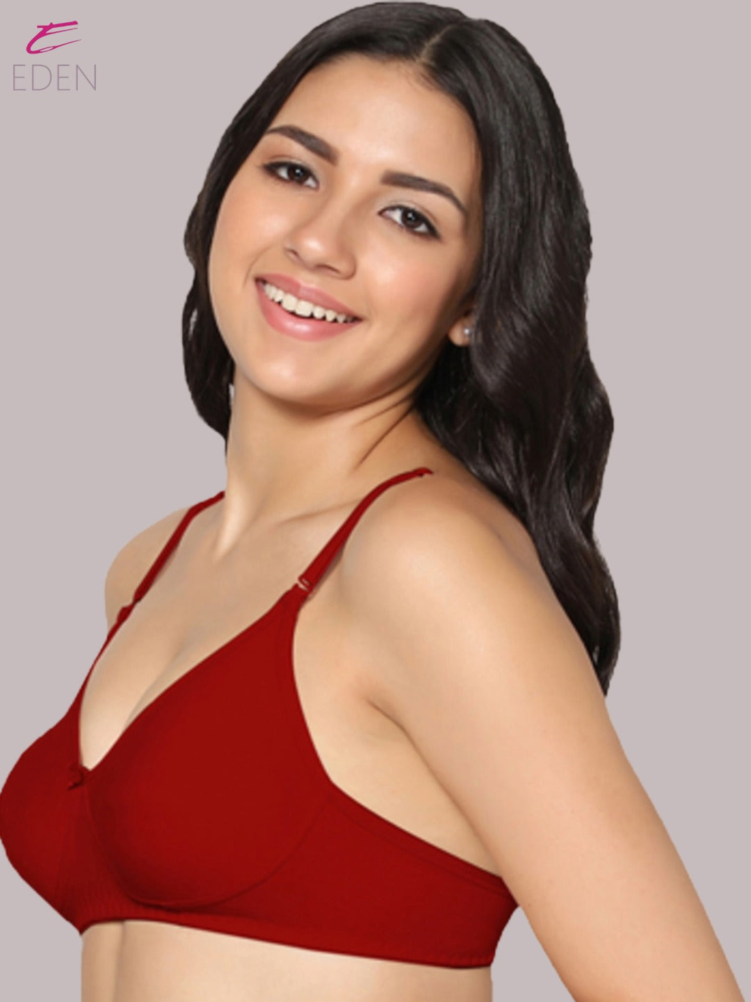 Lightly Padded, Non-Wired, Simply Soft, T-Shirt Bra ,Red