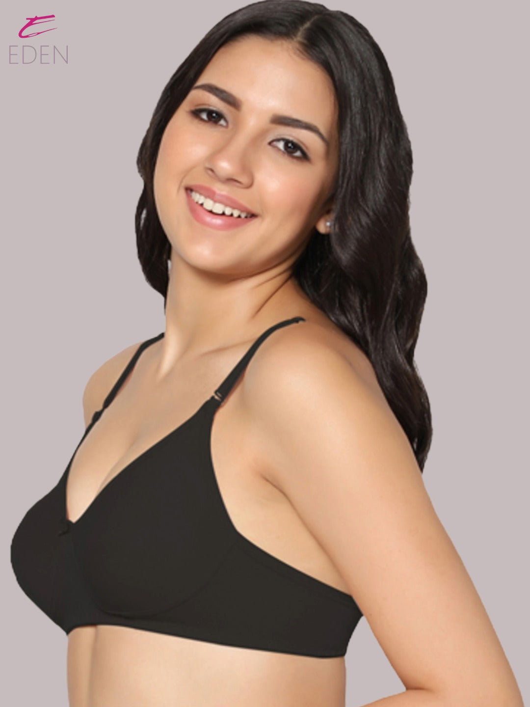 Lightly Padded, Non-Wired, Simply Soft, T-Shirt Bra ,Black