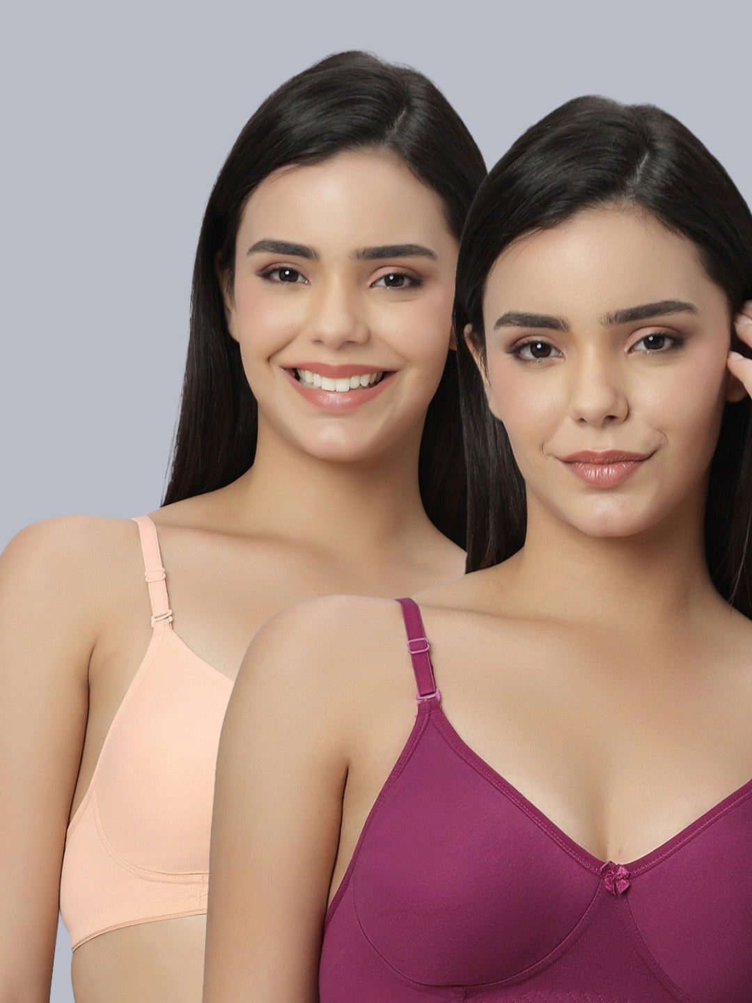 Eden101 Full Coverage Soft Padded Peach Wine color Bra (pack of 2)