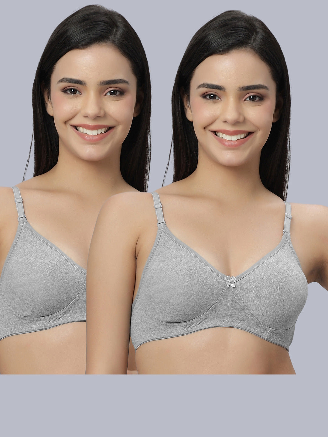 Eden101 Full Coverage Soft Padded Grey color Bra (pack of 2)