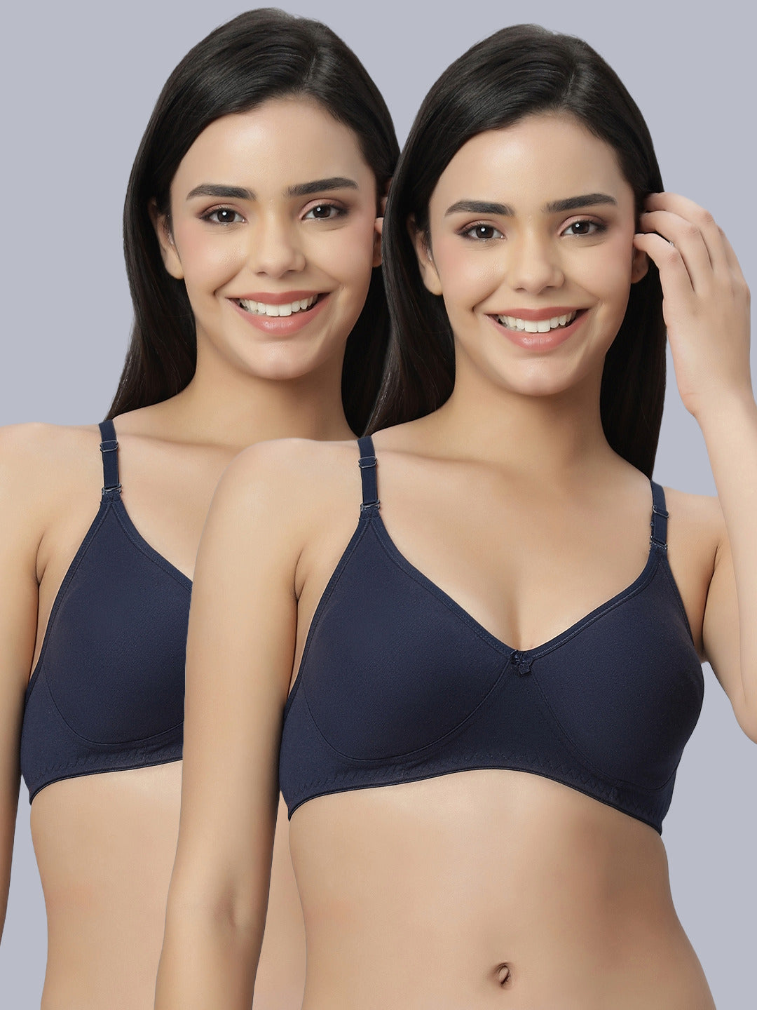 Eden101 Full Coverage Soft Padded Navyblue color Bra (pack of 2)