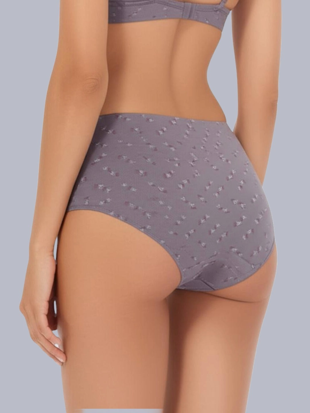 Eden Medium Rise Full Coverage Hipster Panty (Pack of 1) -Light grey printed