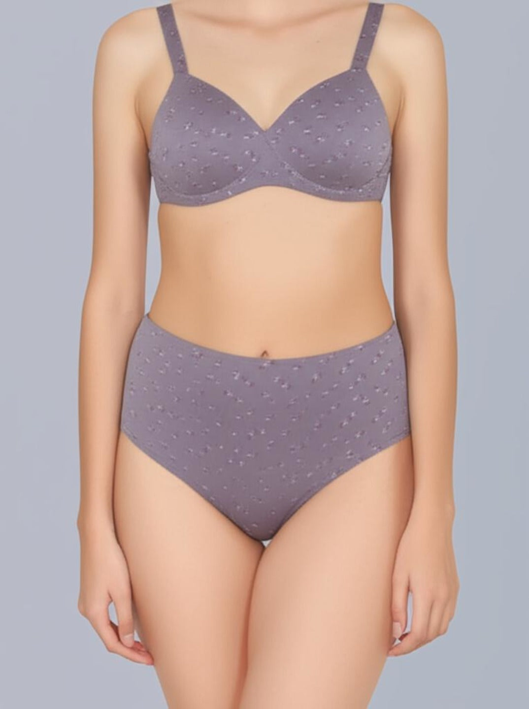 Eden Medium Rise Full Coverage Hipster Panty (Pack of 1) -Light grey printed