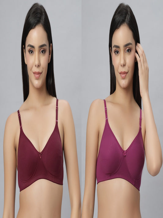 Eden101 Full Coverage Soft Padded Maroon Wine color Bra (pack of 2)