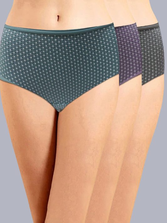 Eden Medium Rise Full Coverage Hipster Panty (Pack of 3) - multicolor printed