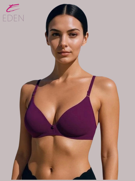 Wirefree, Non Padded, Cotton ,Medium Coverage ,Tshirt Bra,Wine