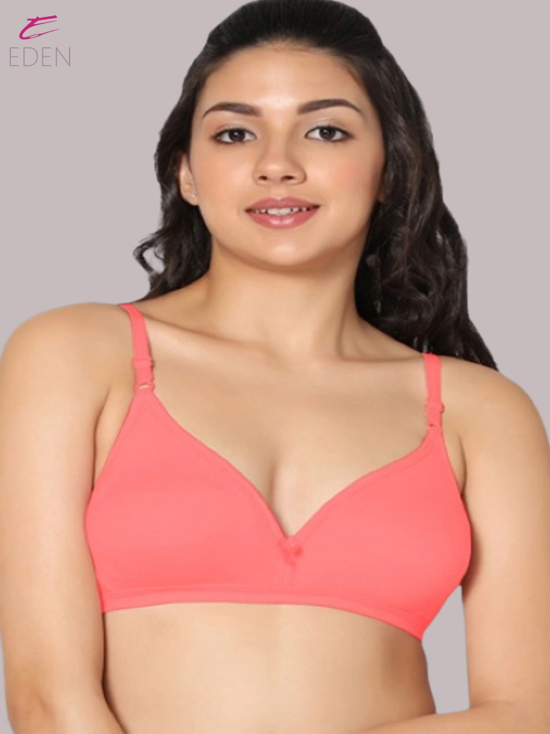 Wirefree, Non Padded, Cotton, Medium Coverage ,Tshirt Bra, Tomato