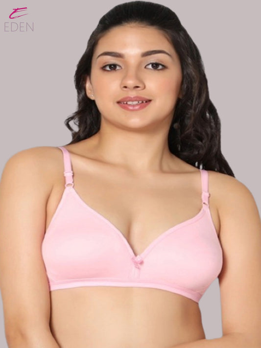 Wirefree, Non Padded, Cotton, Medium Coverage ,Tshirt Bra, Pink