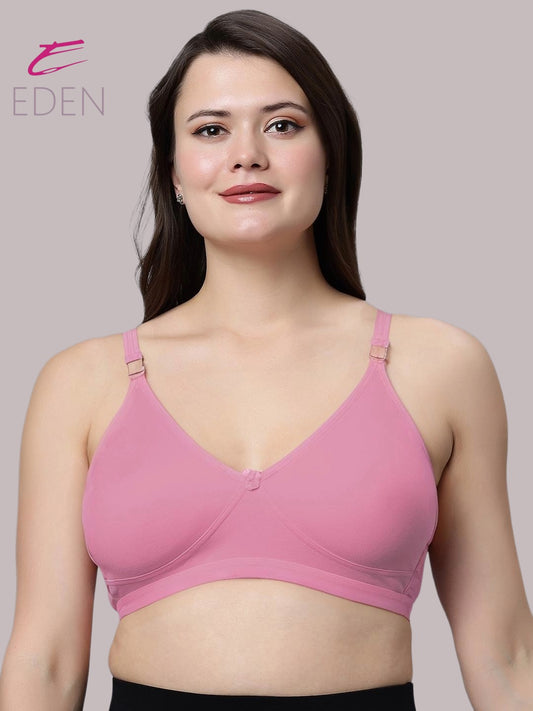 Non Padded, Plus Size ,Super Combed ,Cotton Stretch, Full Coverage, Everyday Bra, Onionpink