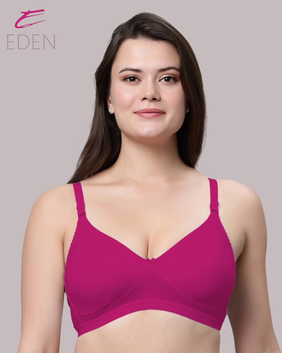 Non Padded ,Plus Size, Super Combed ,Cotton Stretch ,Full Coverage, Everyday Bra,Magenta
