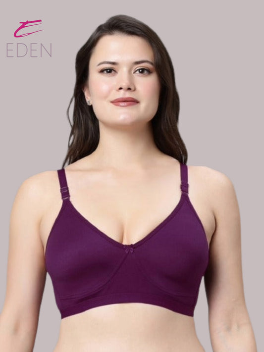 Non Padded, Plus Size, Super Combed ,Cotton Stretch, Full Coverage, Everyday Bra, Wine