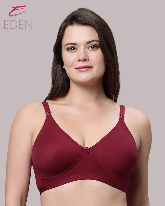 Non Padded, Plus Size, Super Combed,Cotton Stretch, Full Coverage ,Everyday Bra ,Maroon