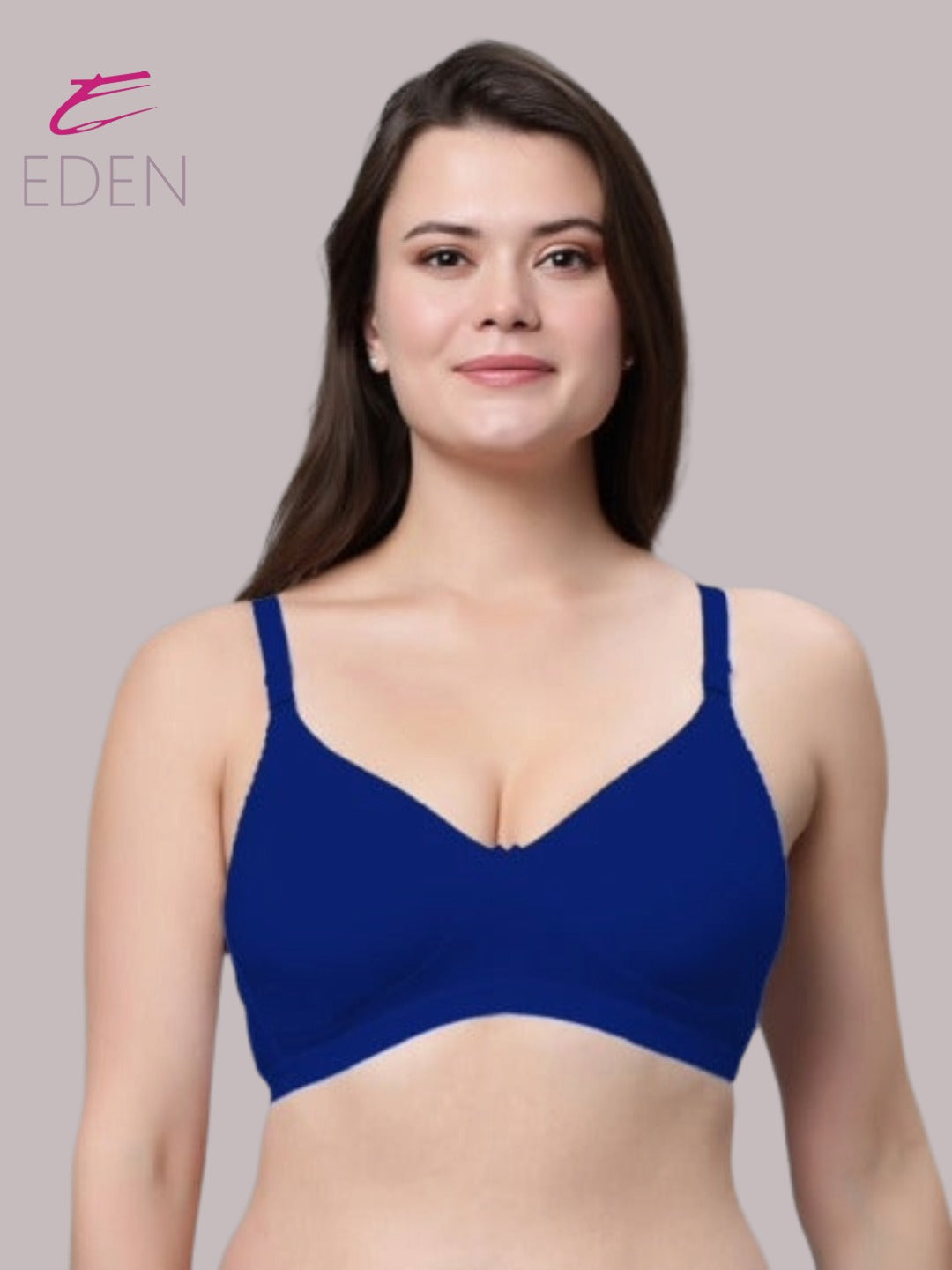 Non Padded, Plus Size, Super Combed,Cotton Stretch, Full Coverage ,Everyday Bra ,Royalblue