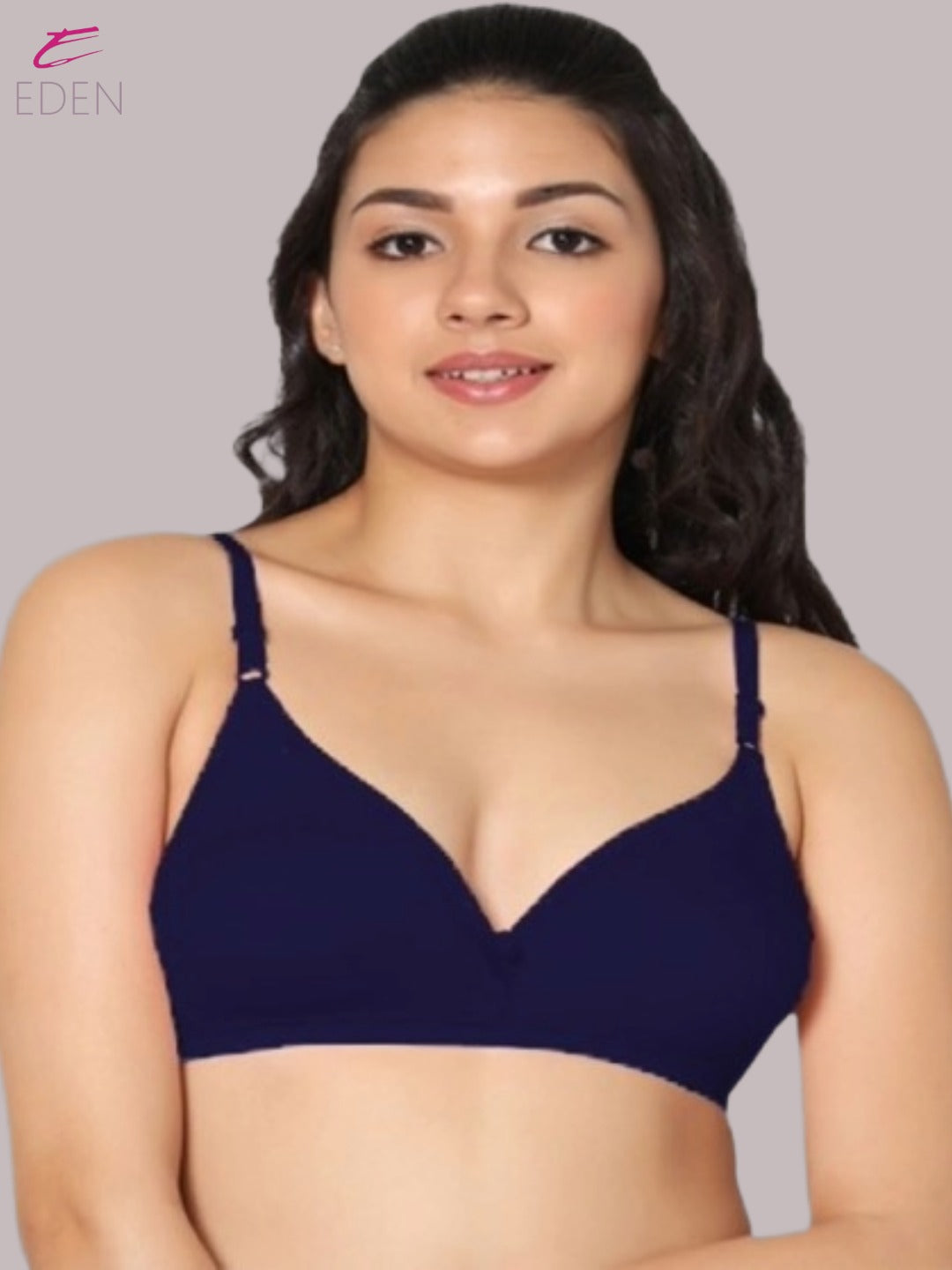 Wirefree, Non Padded, Cotton, Medium Coverage ,Tshirt Bra, Navyblue