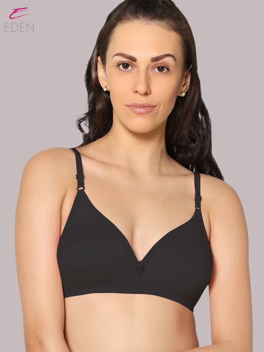Wirefree, Non Padded, Cotton, Medium Coverage ,Tshirt Bra, Black