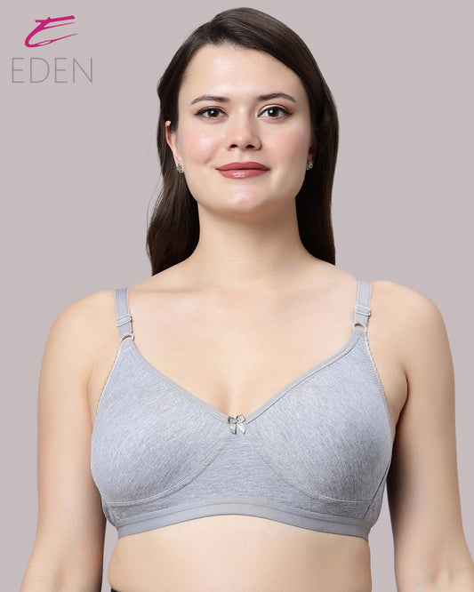 Non Padded, Plus Size, Super Combed,Cotton Stretch, Full Coverage ,Everyday Bra ,Grey