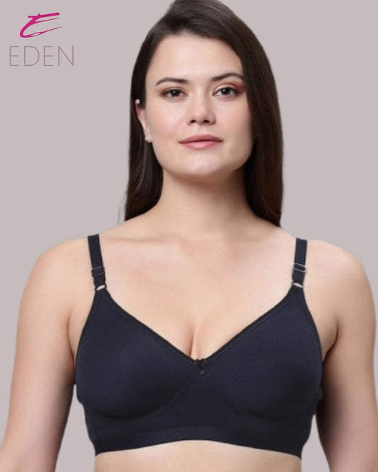 Non Padded, Plus Size, Super Combed ,Cotton Stretch, Full Coverage, Everyday Bra,Navyblue