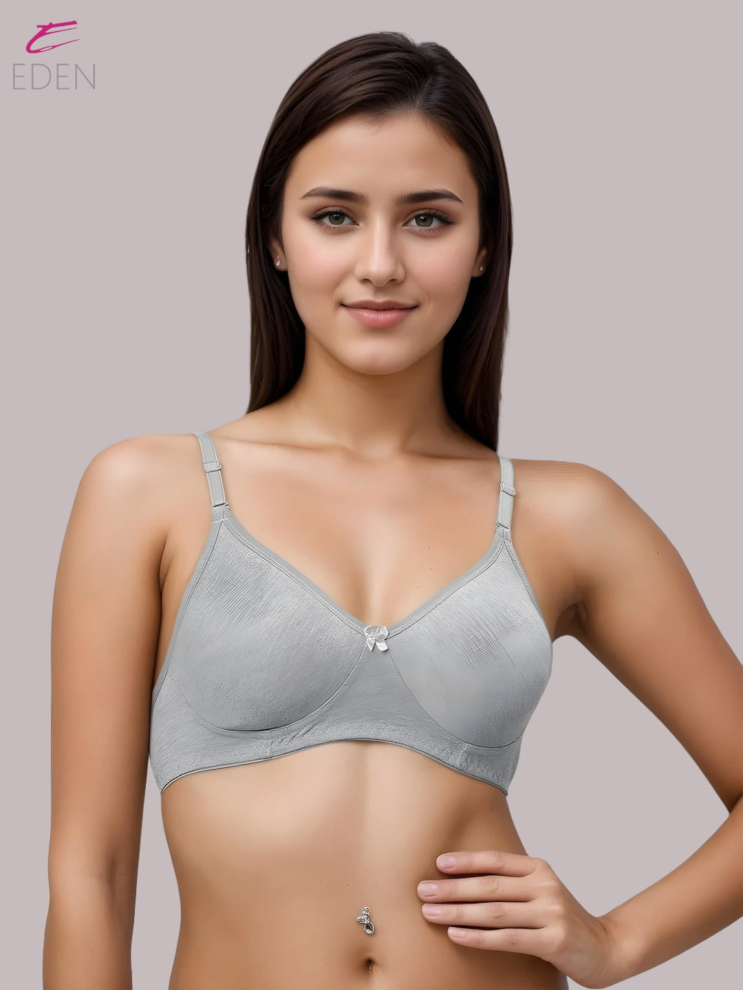 Wirefree, Non Padded, Cotton, Medium Coverage ,Tshirt Bra, Grey