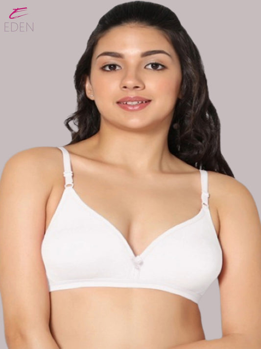 Wirefree, Non Padded, Cotton, Medium Coverage ,Tshirt Bra, White
