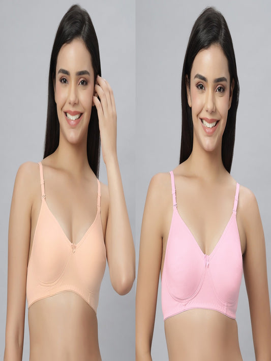 Eden101 Full Coverage Soft Padded Peach Pink color Bra (pack of 2)