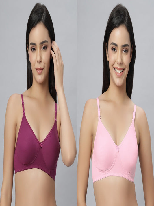 Eden101 Full Coverage Soft Padded Wine Pink color Bra (pack of 2)