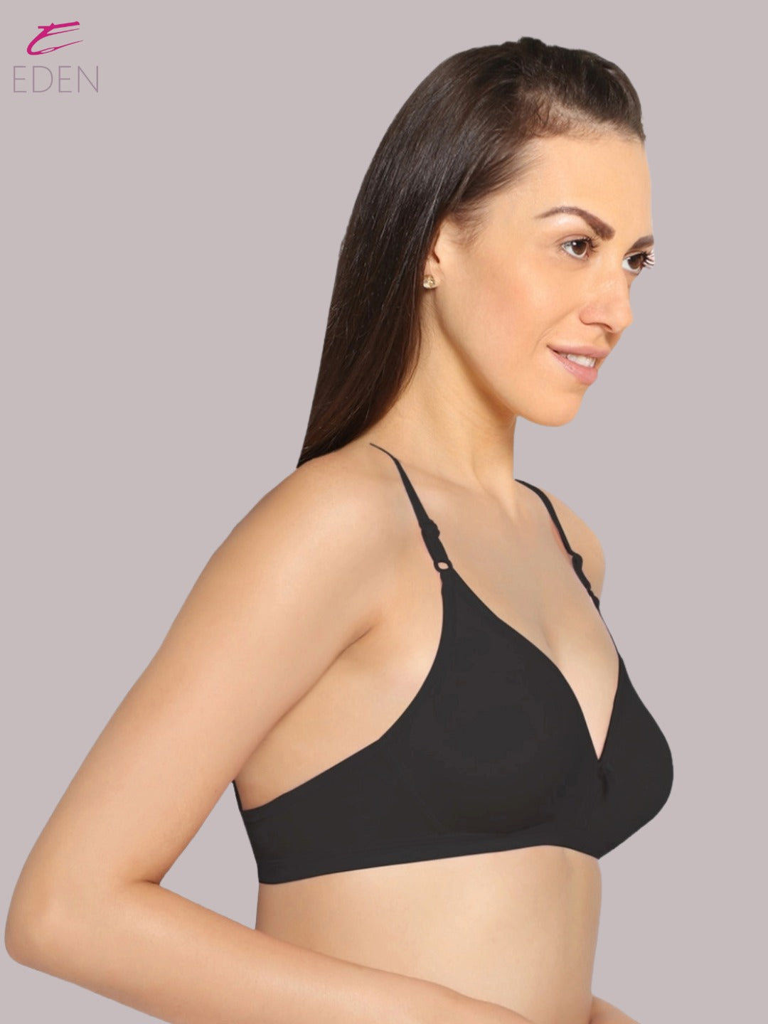 Wirefree, Non Padded, Cotton, Medium Coverage ,Tshirt Bra, Black