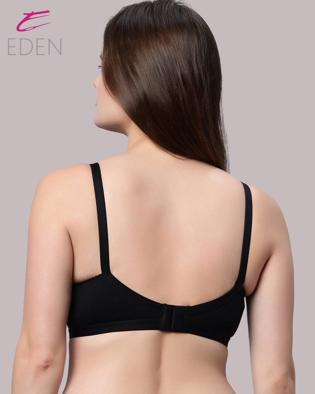 Non Padded, Plus Size, Super Combed ,Cotton Stretch, Full Coverage, Everyday Bra,Black