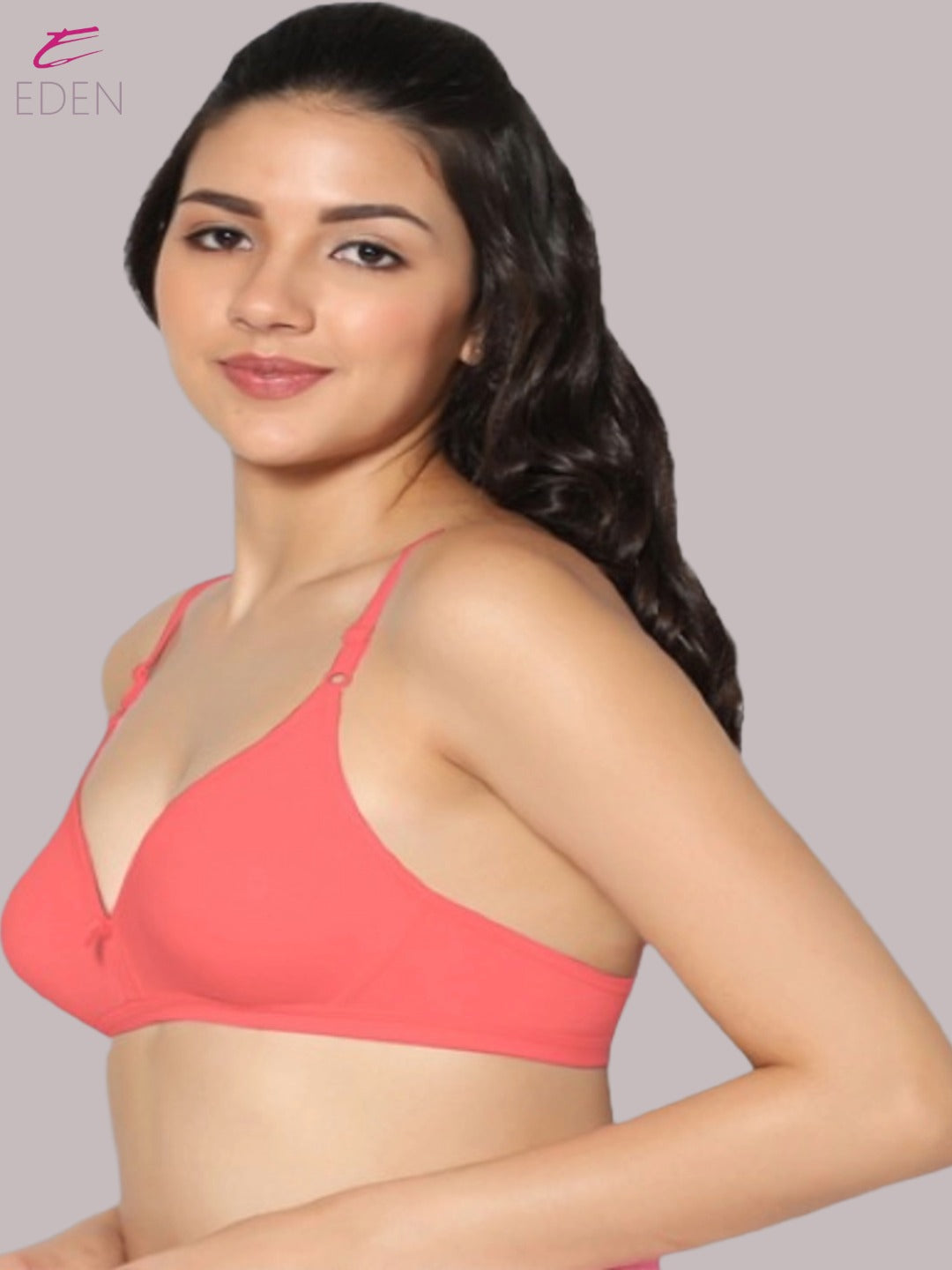 Wirefree, Non Padded, Cotton, Medium Coverage ,Tshirt Bra, Tomato