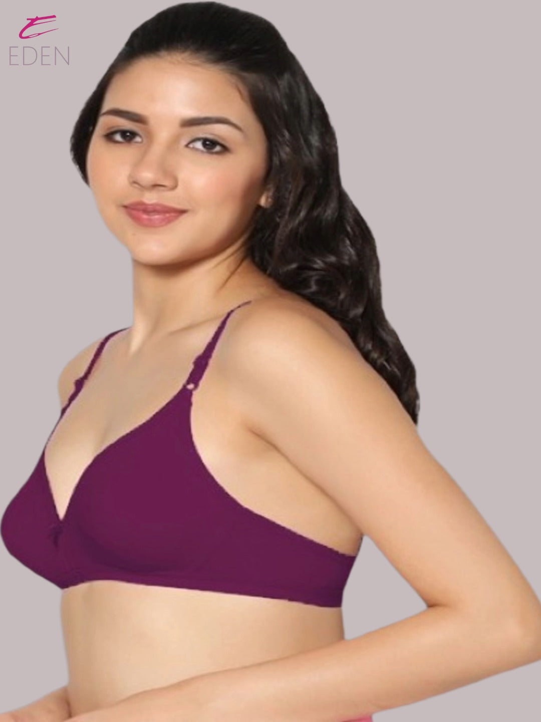Wirefree, Non Padded, Cotton, Medium Coverage ,Tshirt Bra, Wine
