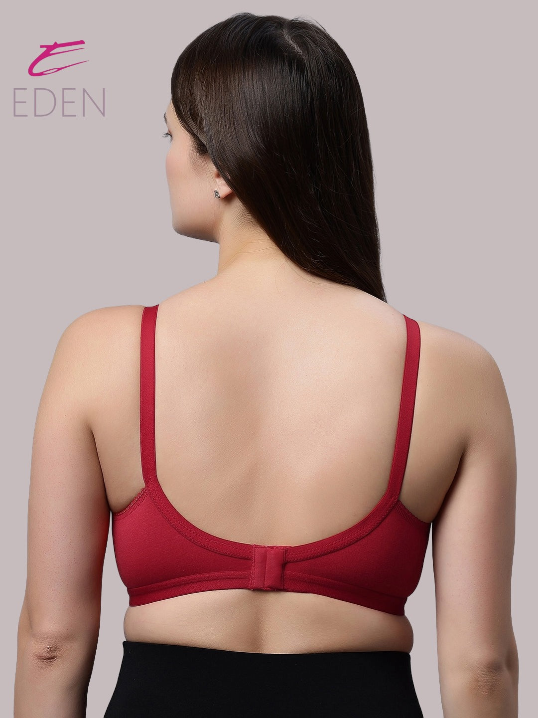 Non Padded, Plus Size ,Super Combed, Cotton Stretch, Full Coverage, Everyday Bra,Red