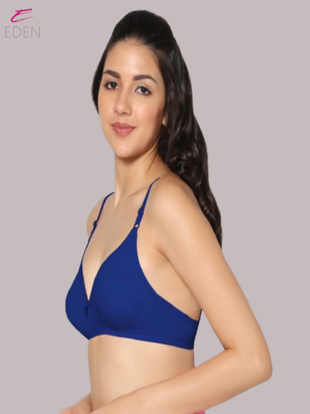 Wirefree, Non Padded, Cotton, Medium Coverage ,Tshirt Bra, Royalblue