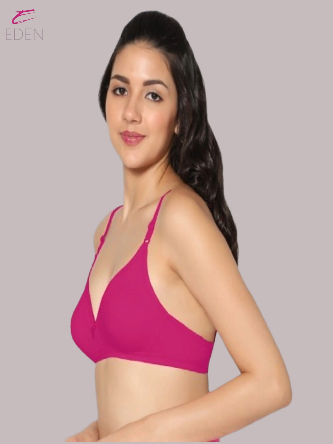 Wirefree, Non Padded, Cotton, Medium Coverage ,Tshirt Bra, Magenta