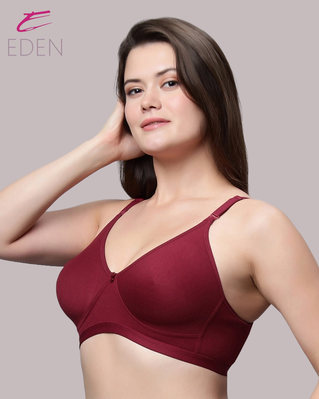 Non Padded, Plus Size, Super Combed,Cotton Stretch, Full Coverage ,Everyday Bra ,Maroon