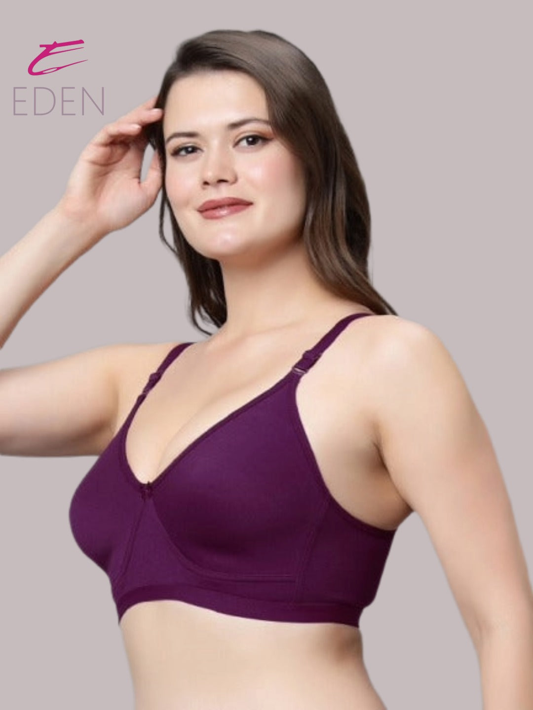 Non Padded, Plus Size, Super Combed ,Cotton Stretch, Full Coverage, Everyday Bra, Wine