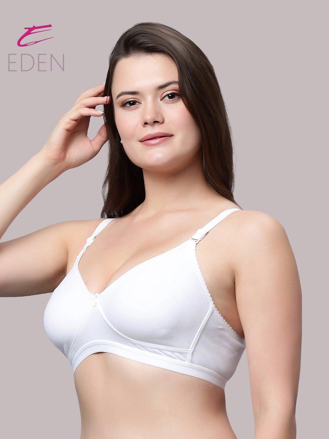 Non Padded, Plus Size, Super Combed,Cotton Stretch, Full Coverage ,Everyday Bra ,White