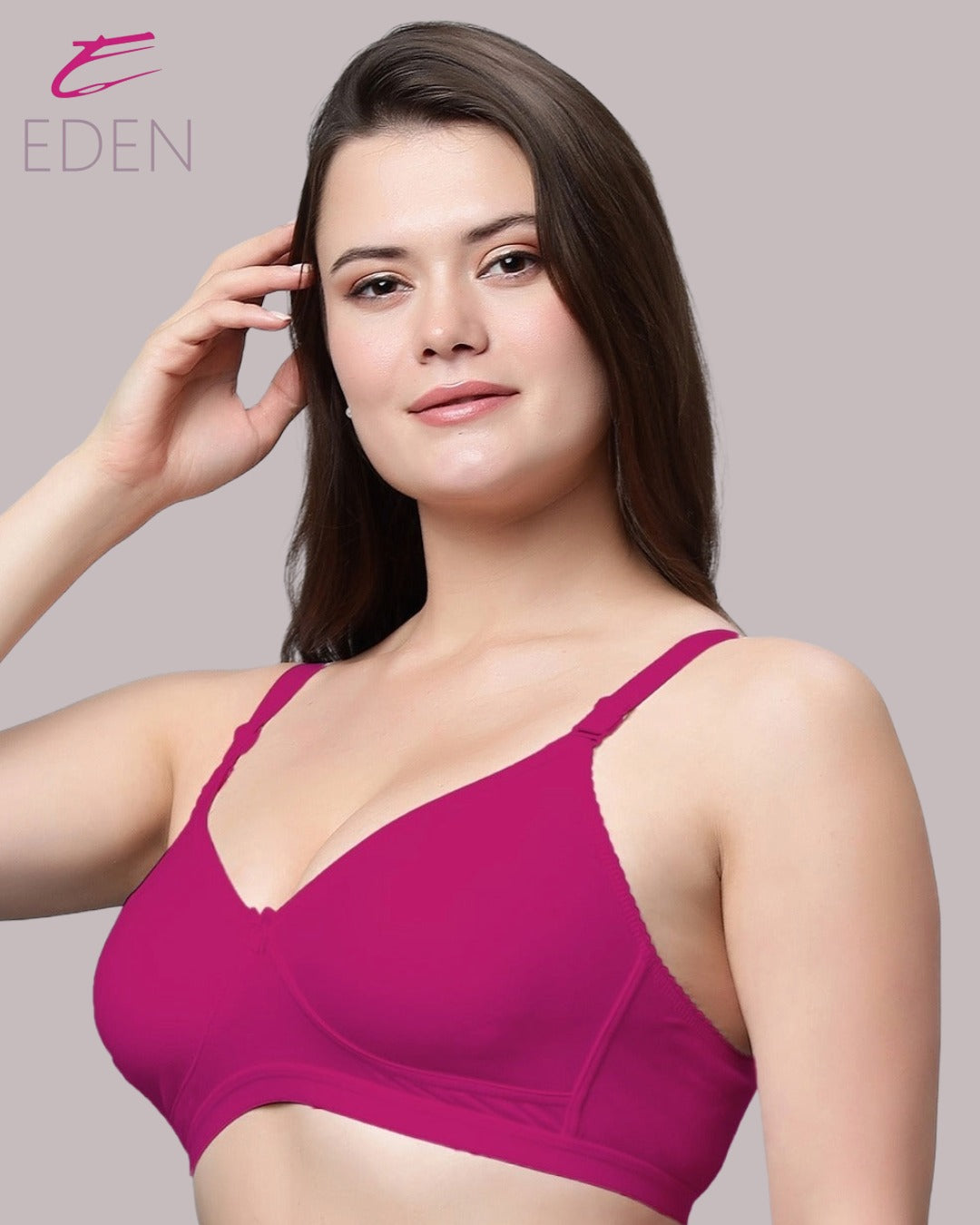 Non Padded ,Plus Size, Super Combed ,Cotton Stretch ,Full Coverage, Everyday Bra,Magenta