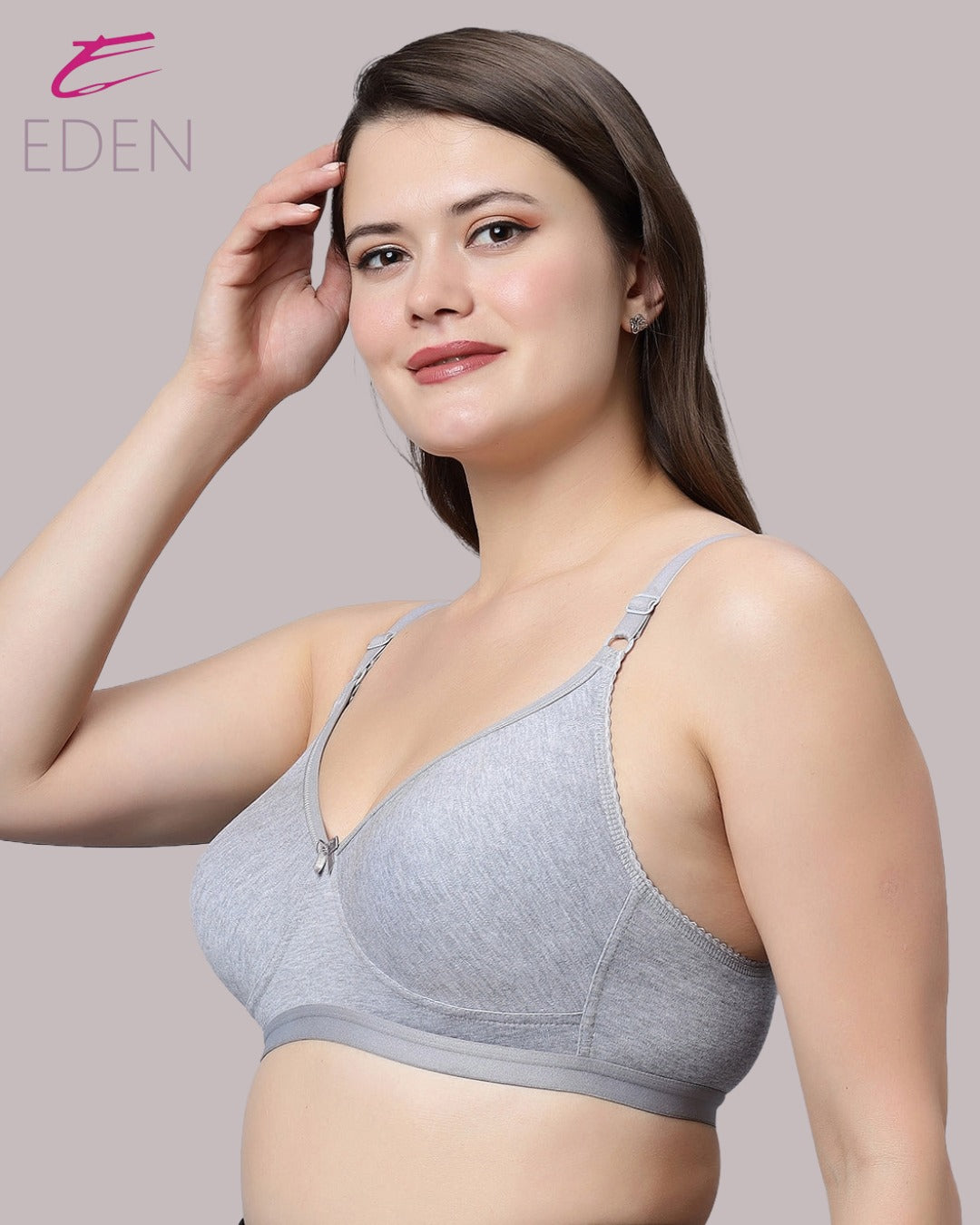 Non Padded, Plus Size, Super Combed,Cotton Stretch, Full Coverage ,Everyday Bra ,Grey