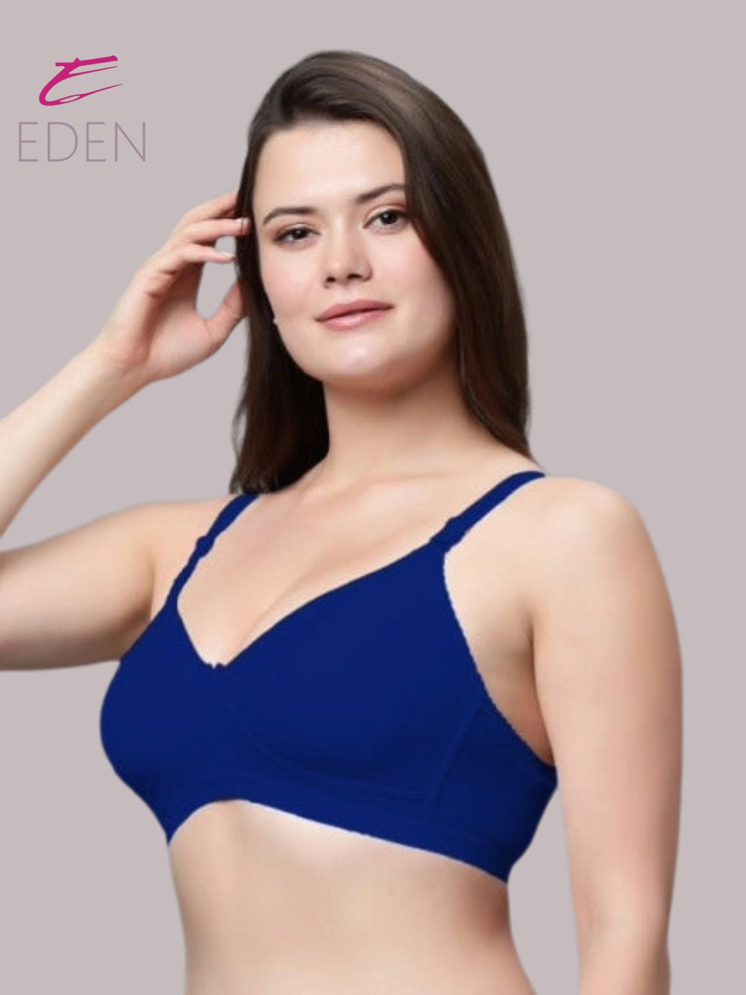 Non Padded, Plus Size, Super Combed,Cotton Stretch, Full Coverage ,Everyday Bra ,Royalblue
