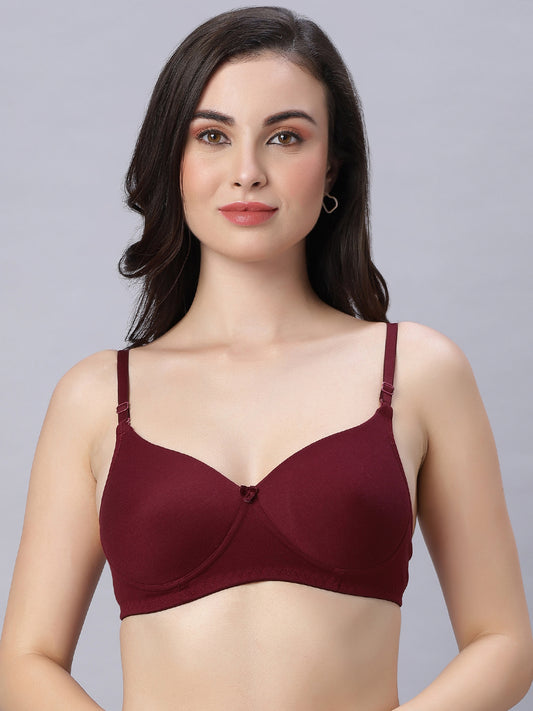 Eden102 Full Coverage Padded Bra maroon color(pack of 1)