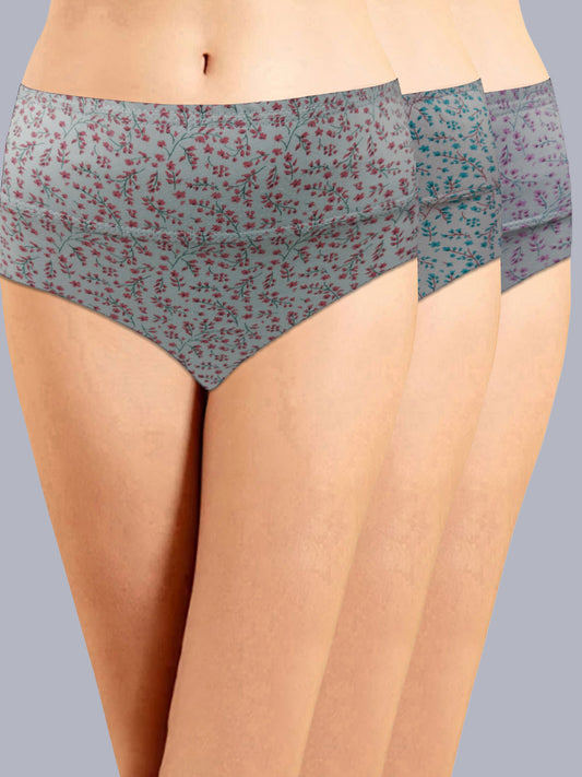 Eden High Rise Full Coverage Hipster Panty (Pack of 3) -Multicolor
