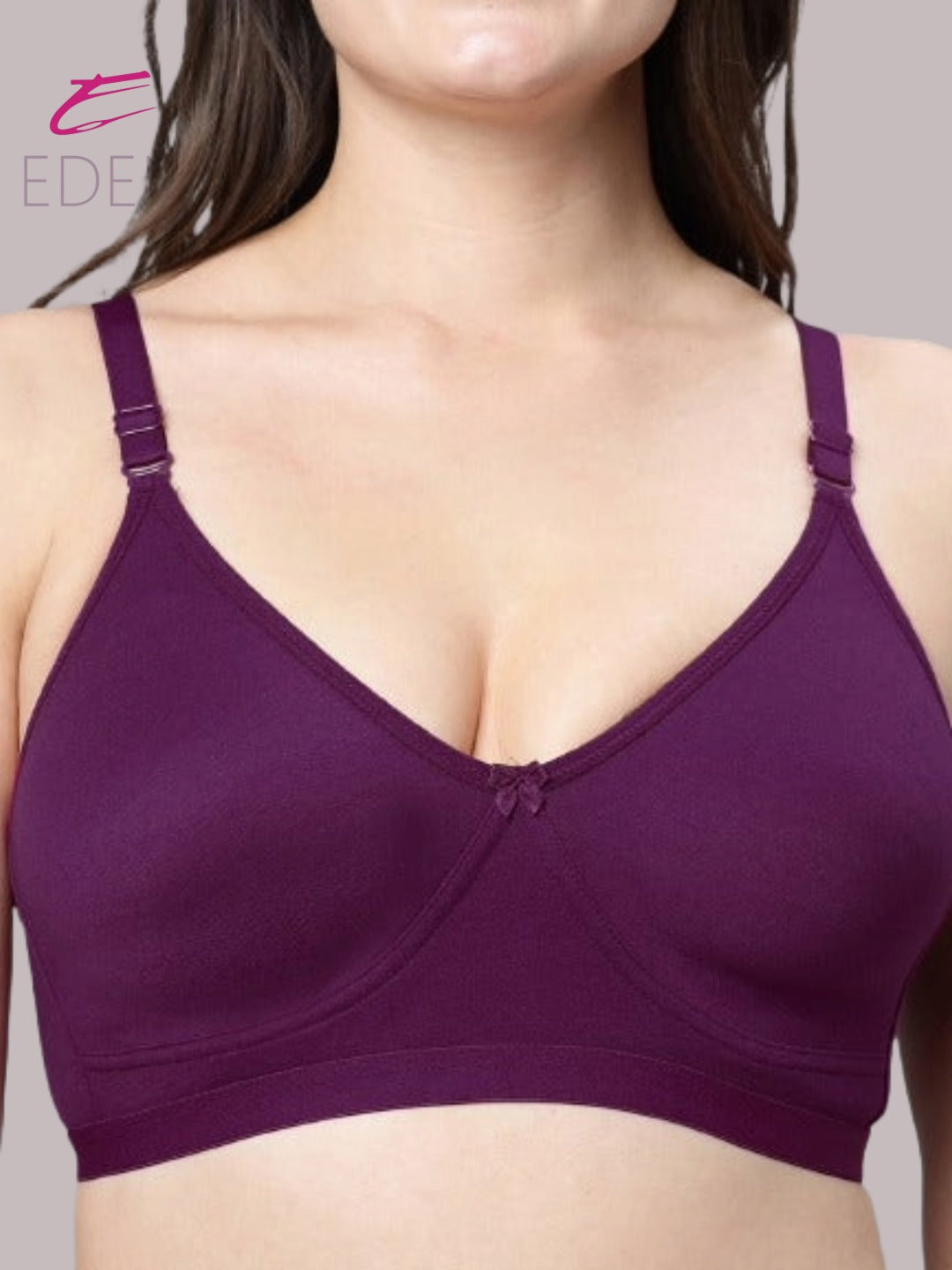 Non Padded, Plus Size, Super Combed ,Cotton Stretch, Full Coverage, Everyday Bra, Wine